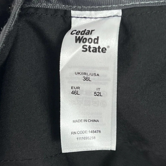 Cedar Wood State Mens Slacks Gray Dress Pants Straight Leg Size 36L Long 36x33 - Picture 7 of 8
